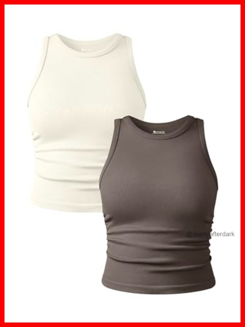 OQQ Women's 2 Piece Tank Tops Crew Neck Yoga Crop Camis Sleeveless Slim Fit